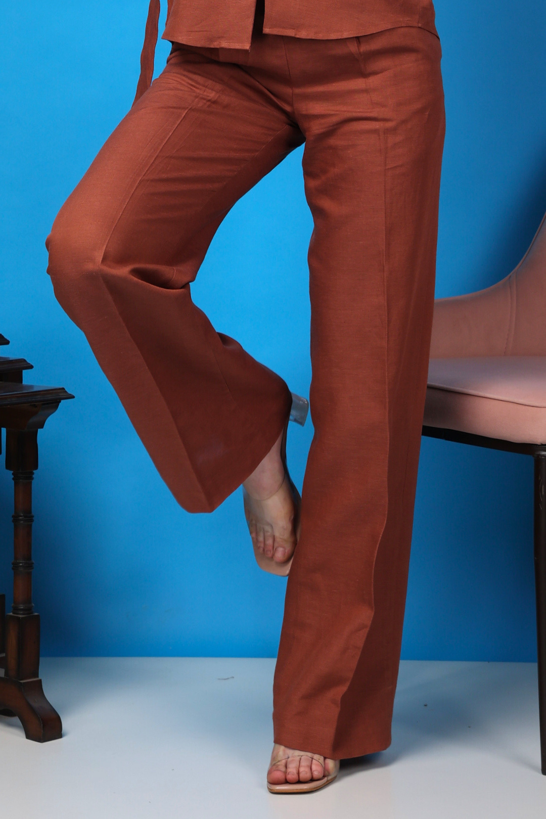 Soprano Cotton Linen Pants - Flame Orange