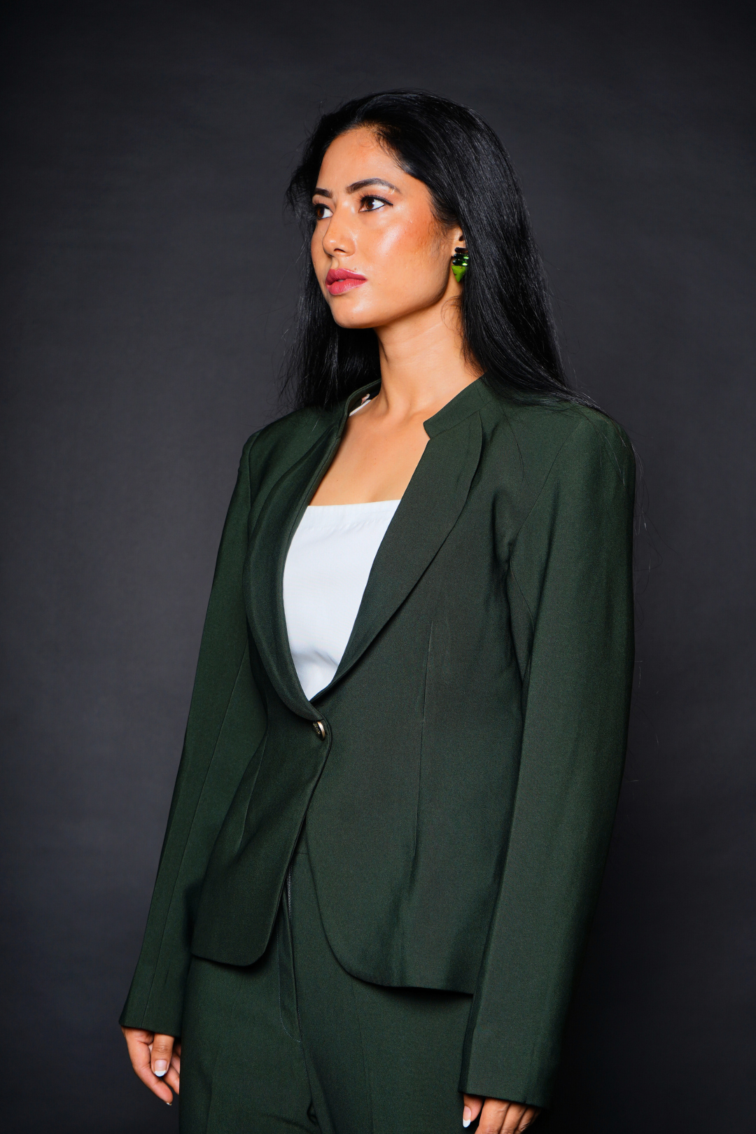 Custom Tailored Olive Green Women Suit