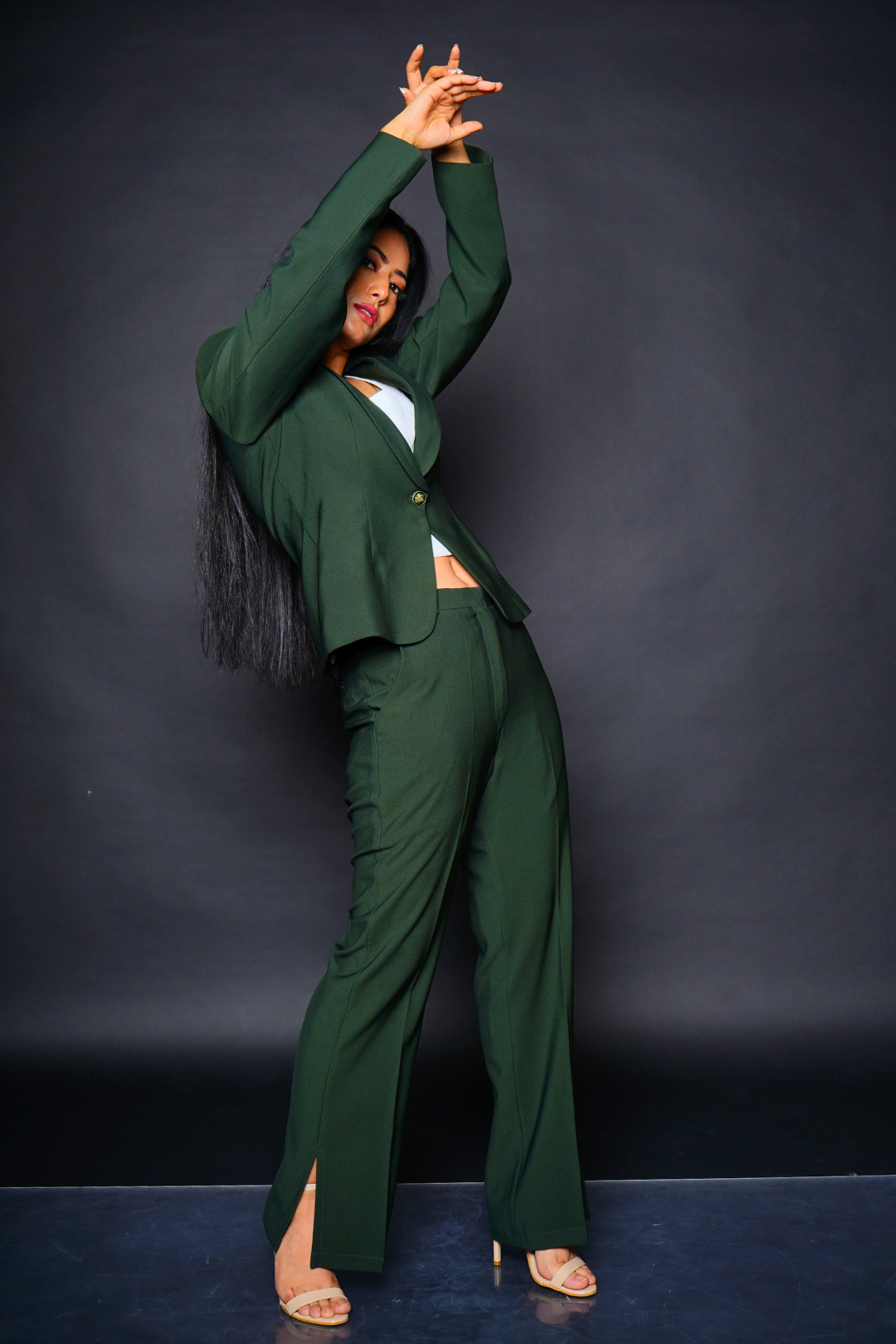 Custom Tailored Olive Green Women Pants