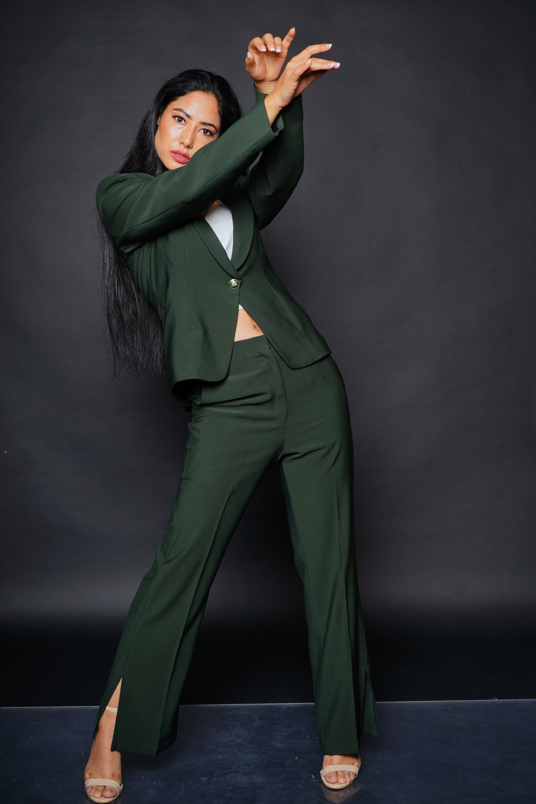 Custom Tailored Olive Green Women Pants