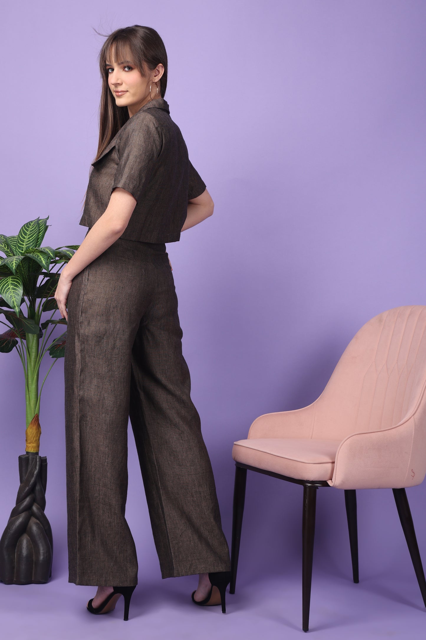 Custom Tailored Bespoke Linen Rebel Brown Women Pants / Trousers