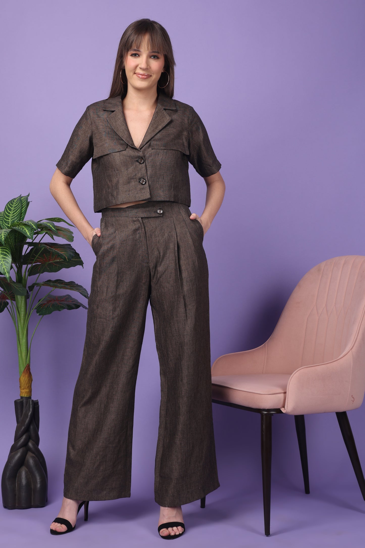 Custom Tailored Bespoke Linen Rebel Brown Women Pants / Trousers