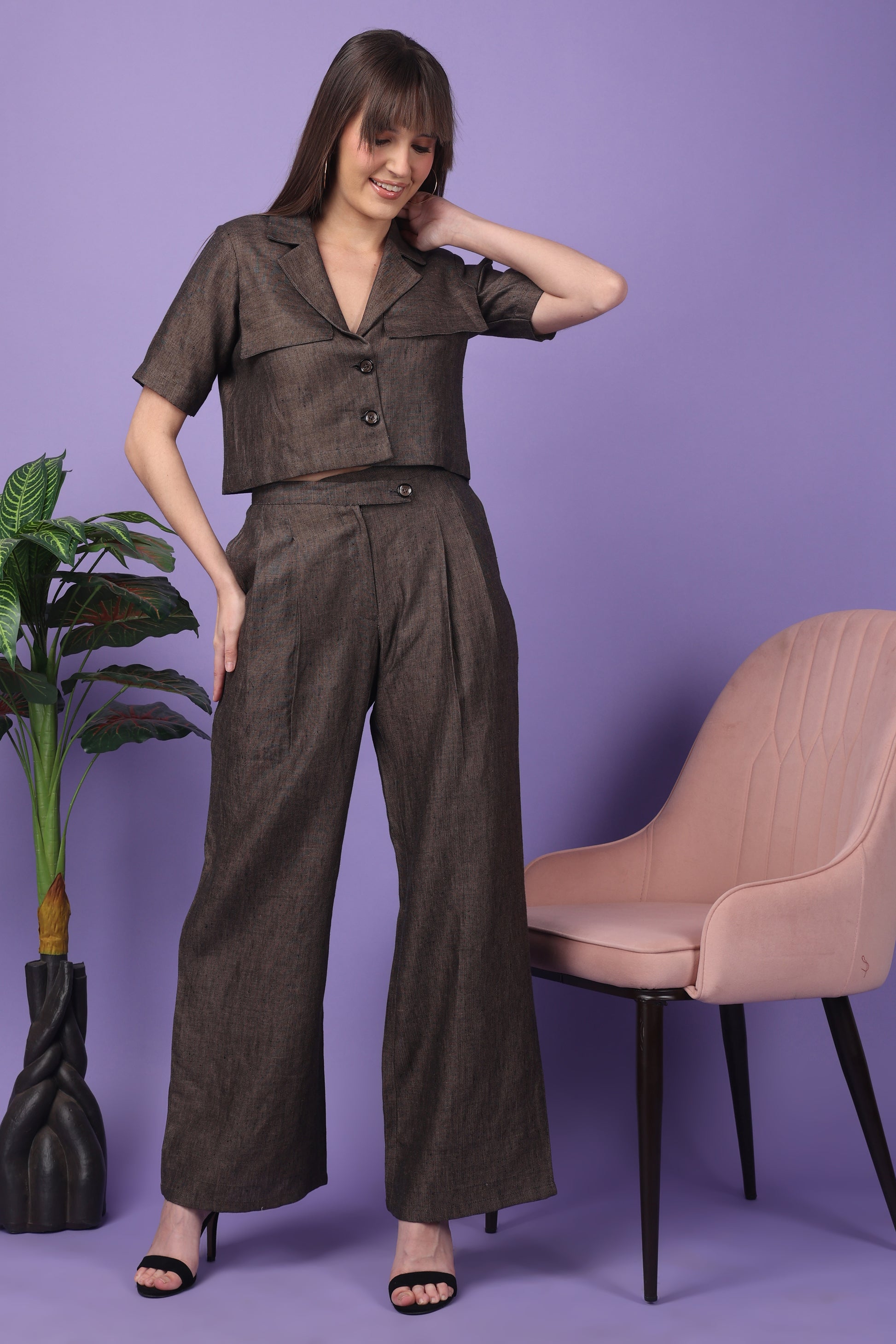 Custom Tailored Bespoke Linen Rebel Brown Women Pants / Trousers