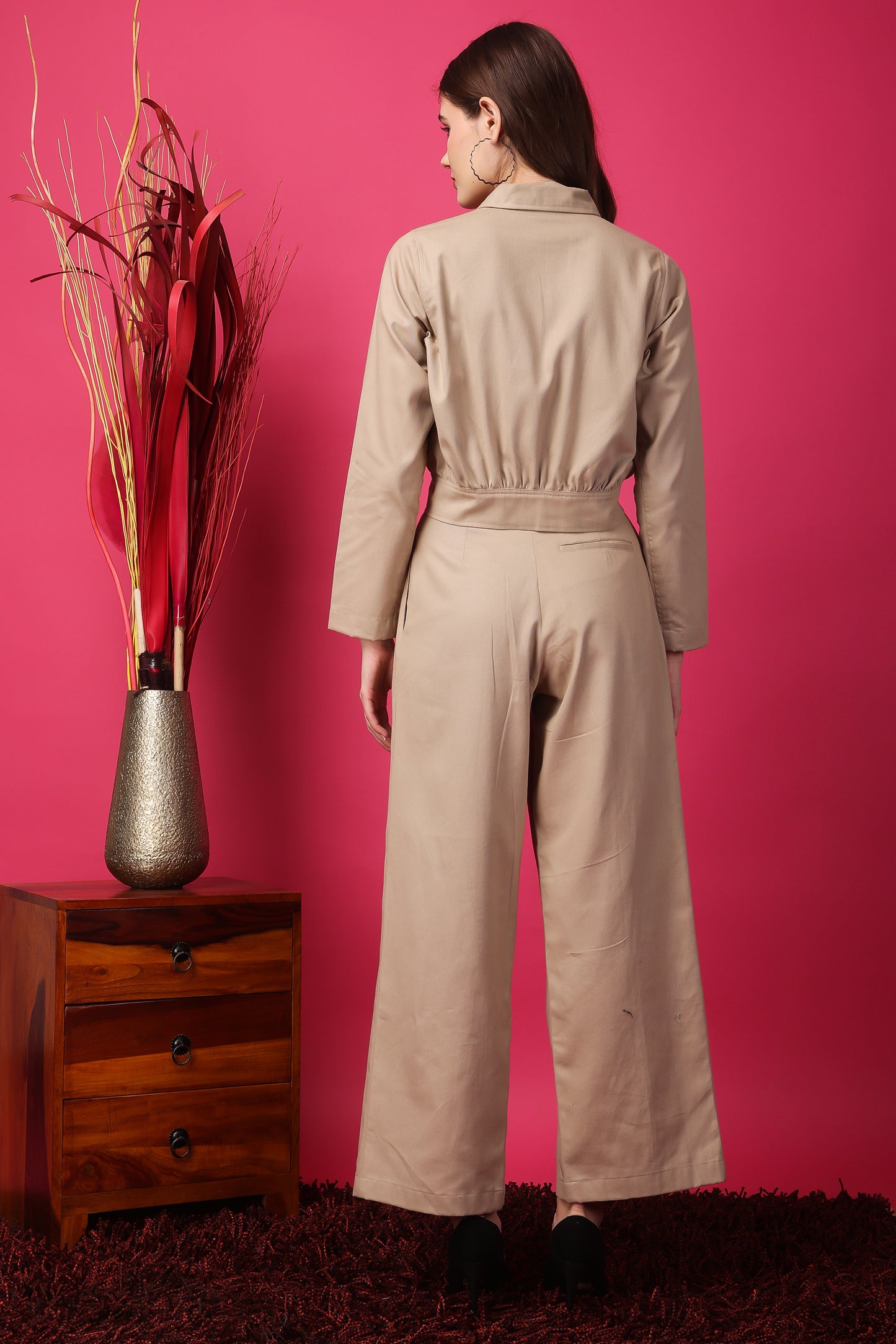 Custom Tailored Bespoke Twill Cashmere Brown Women Co Ord Set